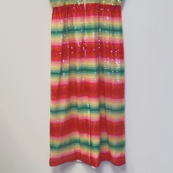 J.Crew Short-Sleeve Sequin Dress in Watermelon Stripe Size 2 - Picture 6 of 16